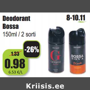 Allahindlus - Deodorant Bossa 150ml / 2 sorti