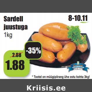 Allahindlus - Sardell juustuga 1kg