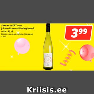 Allahindlus - Saksamaa KPT vein Johann Brunner Riesling Mosel