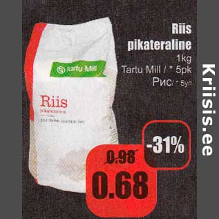 Allahindlus - Riis pikateraline 1 kg Tartu Mill