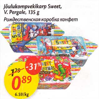 Allahindlus - Jõulukompvekikarp Sweet, V.Pergale, 135 g