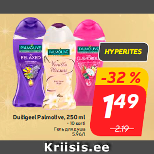 Allahindlus - Dušigeel Palmolive, 250 ml