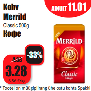 Allahindlus - Kohv Merrild Classic 500g