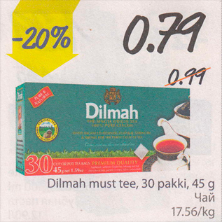 Allahindlus - Dilmah must tee, 30 pakki, 45 g