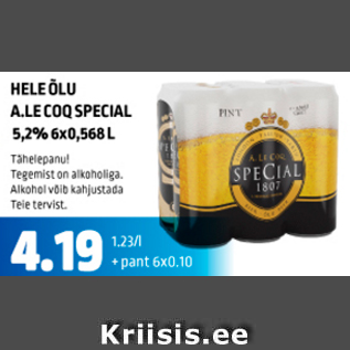 Allahindlus - HELE ÕLU A.LE COQ SPECIAL