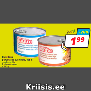 Allahindlus - Rimi Basic purustatud tuunikala, 425 g