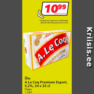 Allahindlus - Õlu A.Le Coq Premium Export