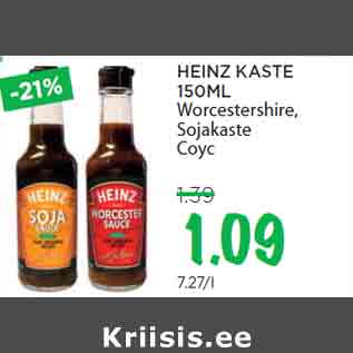 Allahindlus - HEINZ KASTE 150ML Worcestershire, Sojakaste