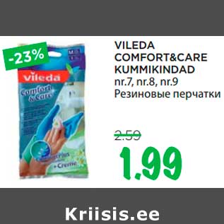 Allahindlus - VILEDA COMFORT&CARE KUMMIKINDAD nr.7, nr.8, nr.9