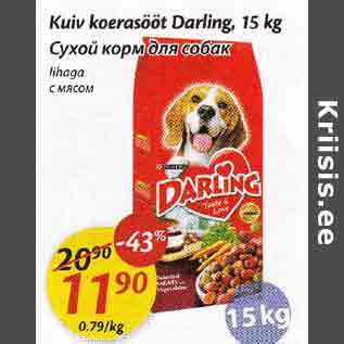 Allahindlus - Kuiv koerasööt Darling, 15 kg