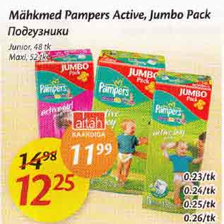 Allahindlus - Mähkmed Pampers Active, Jumbo Pack