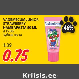 Allahindlus - VADEMECUM JUNIOR STRAWBERRY HAMBAPASTA 50 ML