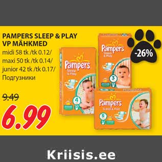 Allahindlus - PAMPERS SLEEP & PLAY VP MÄHKMED