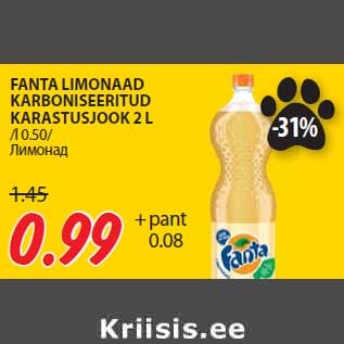 Allahindlus - FANTA LIMONAAD KARBONISEERITUD KARASTUSJOOK 2 L