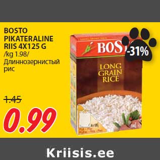 Allahindlus - BOSTO PIKATERALINE RIIS 4X125 G