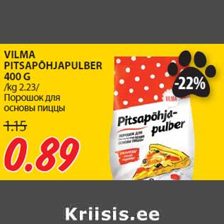 Allahindlus - VILMA PITSAPÕHJAPULBER 400 G