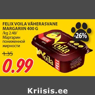 Allahindlus - FELIX VOILA VÄHERASVANE MARGARIIN 400 G