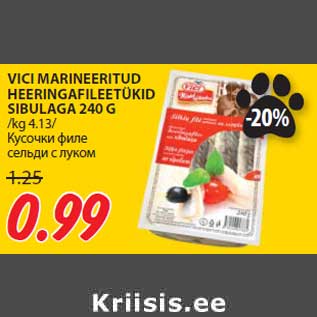 Allahindlus - VICI MARINEERITUD HEERINGAFILEETÜKID SIBULAGA 240 G