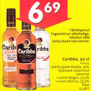 Allahindlus - Caribba, 50 cl