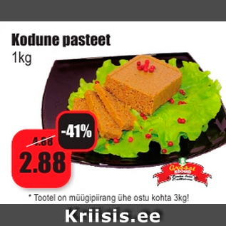 Allahindlus - Kodune pasteet 1kg