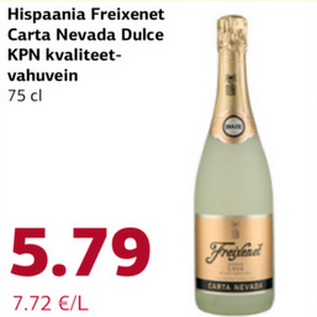 Allahindlus - Hispaania Freixenet Carta Nevada Dulce KPN kvaliteetvahuvein 75 cl