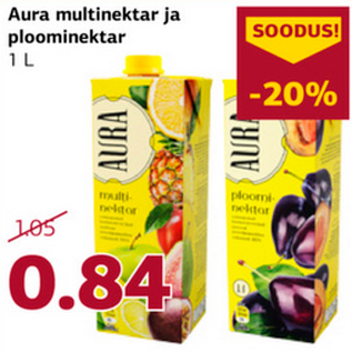 Allahindlus - Aura multinektar ja ploominektar 1 L