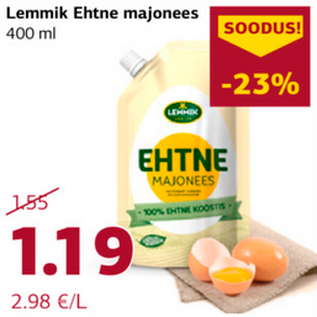 Allahindlus - Lemmik Ehtne majonees 400 ml