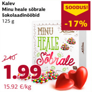 Allahindlus - Kalev Minu heale sõbrale šokolaadinööbid 125 g