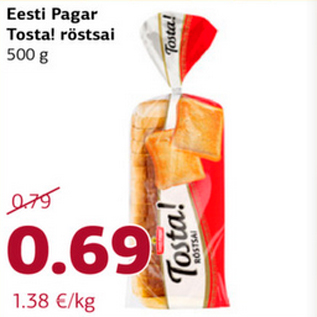 Allahindlus - Eesti Pagar Tosta! röstsai 500 g