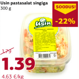 Allahindlus - Usin pastasalat singiga 300 g