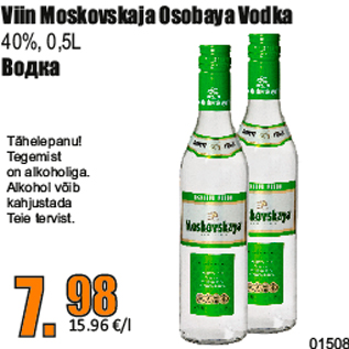 Allahindlus - Viin Moskovskaja Osobaya Vodka