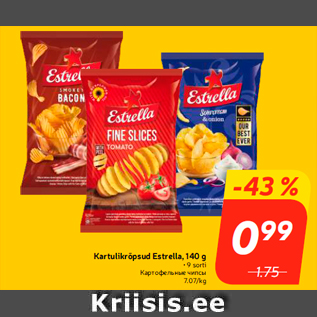 Allahindlus - Kartulikrõpsud Estrella, 140 g