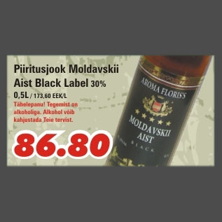 Allahindlus - Piritusjook Moldavskii Aist Black Label