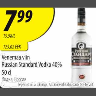 Allahindlus - Venemaa viin Russian Standard Vodka