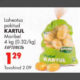 Allahindlus - Kartul 4kg Maridel