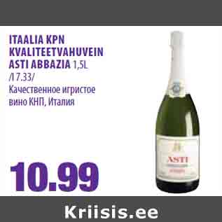 Allahindlus - ITAALIA KPN KVALITEETVAHUVEIN ASTI ABBAZIA 1,5L