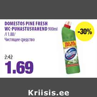 Allahindlus - DOMESTOS PINE FRESH WC-PUHASTUSVAHEND 900ml