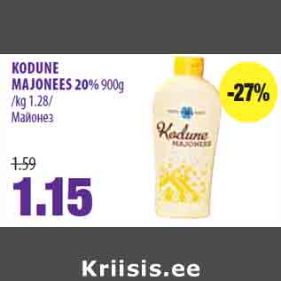 Allahindlus - KODUNE MAJONEES 20% 900g