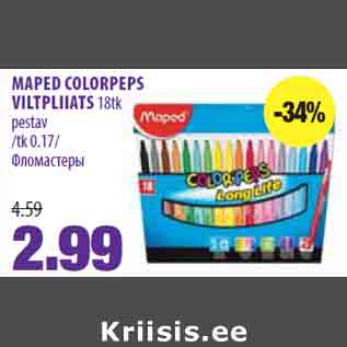 Allahindlus - MAPED COLORPEPS VILTPLIIATS 18tk pestav