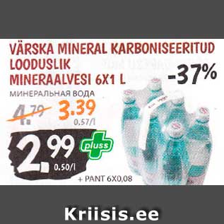 Allahindlus - VÄRSKA MINERAL KARBONISEERITUD LOODUSLIK MINERAALVESI 6X1 L