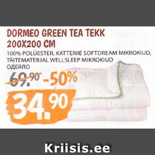 Allahindlus - DORMEO GREEN TEA TEKK 200X200 CM