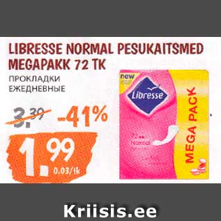 Allahindlus - LIBRESSE NORMAL PESUKAITSMED MEGAPAKK 72 TK