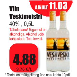 Allahindlus - Viin Veskimeistri 40% / 0,5L