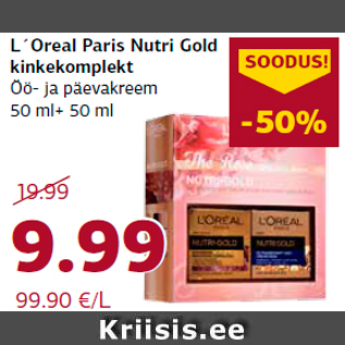 Allahindlus - L´Oreal Paris Nutri Gold kinkekomplekt