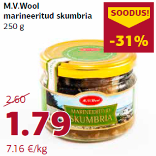 Allahindlus - M.V.Wool marineeritud skumbria 250 g