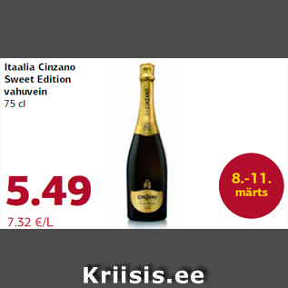 Allahindlus - Itaalia Cinzano Sweet Edition vahuvein 75 cl