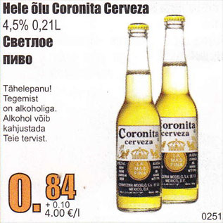 Allahindlus - Hele õlu Coronita Cerveza