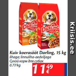 Allahindlus - Kuiv koerasööt Darling, 15 kg