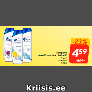 Allahindlus - Šampoon Head&Shoulders, 400 ml*