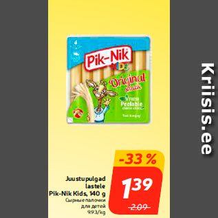 Allahindlus - Juustupulgad lastele Pik-Nik Kids, 140 g